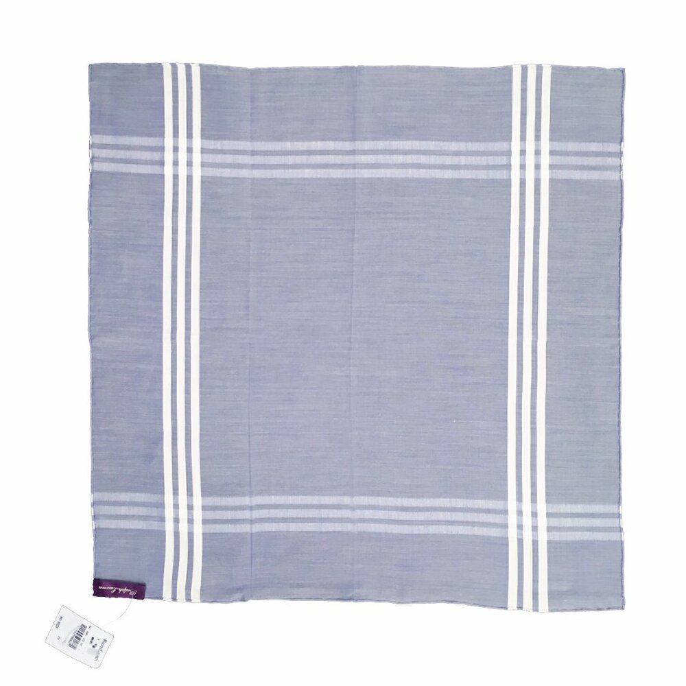 NEW Ralph Lauren Purple Label Linen Pocket Square!  Blue With White Stripes